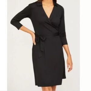 J. McLaughlin Lila Black 3/4 Sleeve Wrap Dress